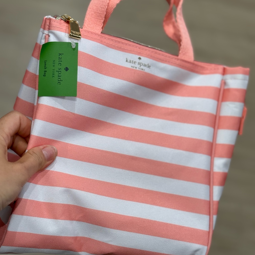 Kate Spade Pink And White Striped Tote Bag